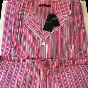 NWT Lauren by Ralph Lauren pink striped pajamas XL